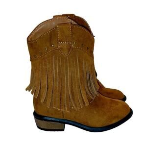 Genuine Kids OshKosh Fringe Cowboy Boots Tan Leather-look Girl's/Toddler Sz 6
